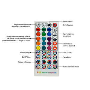 Xu hướng mới 24 phím không dây Micro 12V <span class=keywords><strong>RF</strong></span> âm thanh màu xanh răng KTV <span class=keywords><strong>RGB</strong></span> âm nhạc phản ứng <span class=keywords><strong>LED</strong></span> tường ánh sáng dimmer điều khiển âm nhạc màu xanh răng - Product Image 5