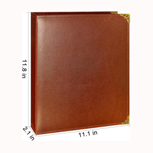 Tùy chỉnh A4 retro da 3 vòng 1 inch tổ chức chất kết dính Bộ sưu tập điều hành trình bày tập tin gấp với Brass góc bảo vệ - Product Image 2