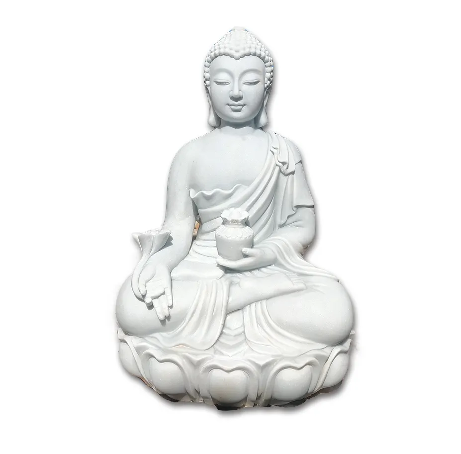 Estátua de buda de pedra religiosa, tamanho de vida, escultura de pedra de buda e de mármore branco, jardim
