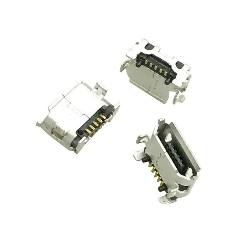 Micro Usb Type B 5 Pins Vrouwelijke Socket Connector Horizontale Smt Mount Grote Hoorn Gekrulde Rand Opladen Usb Connector