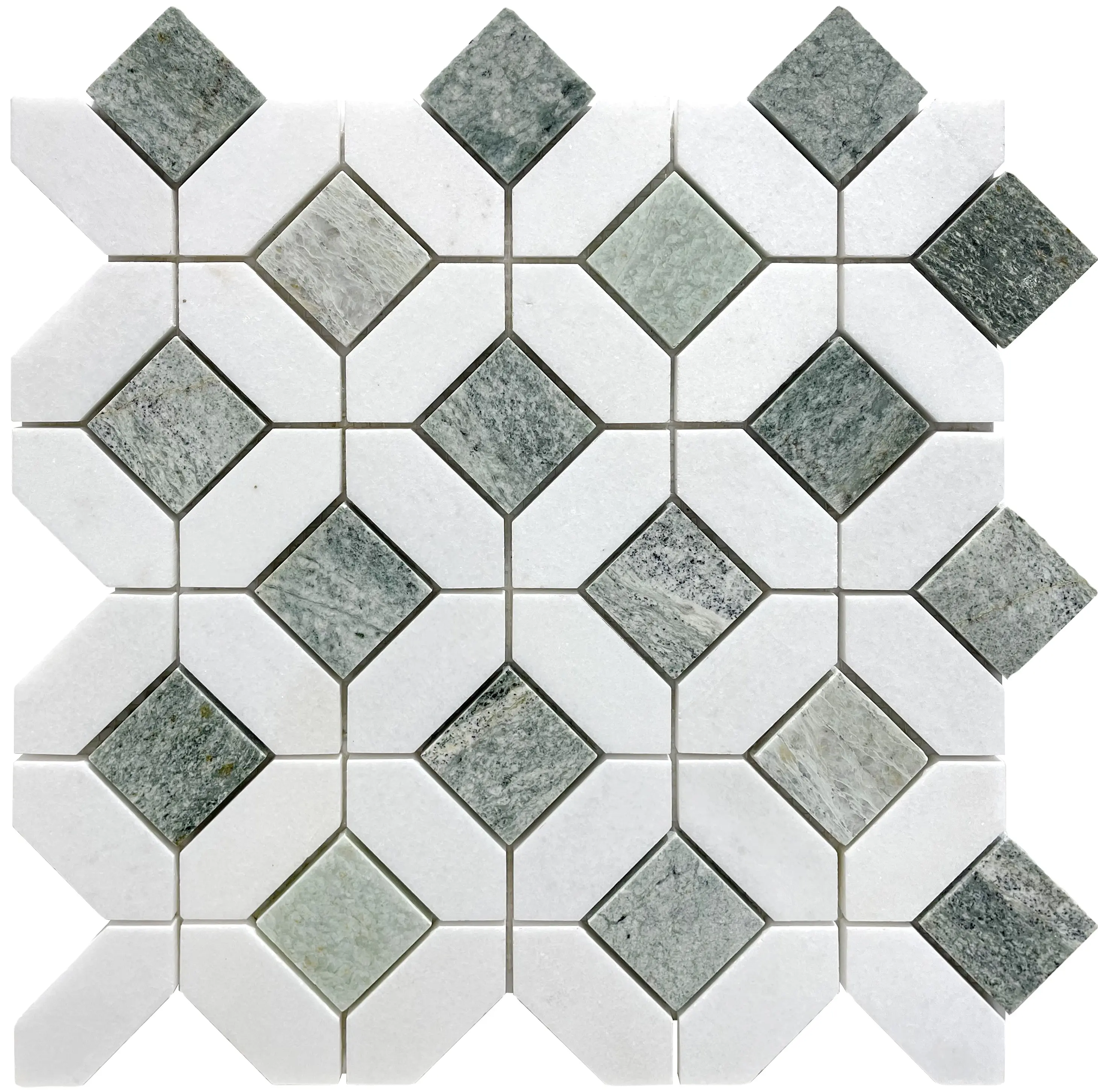 Foshan verde italiano esagono bianco marmo naturale mosaico di pietra Design moderno Villa bagno parete quadrata Parquet parete interna