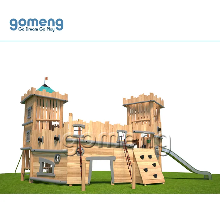 De madera de los niños Castillo tema equipo del patio de juegos al aire libre para la venta