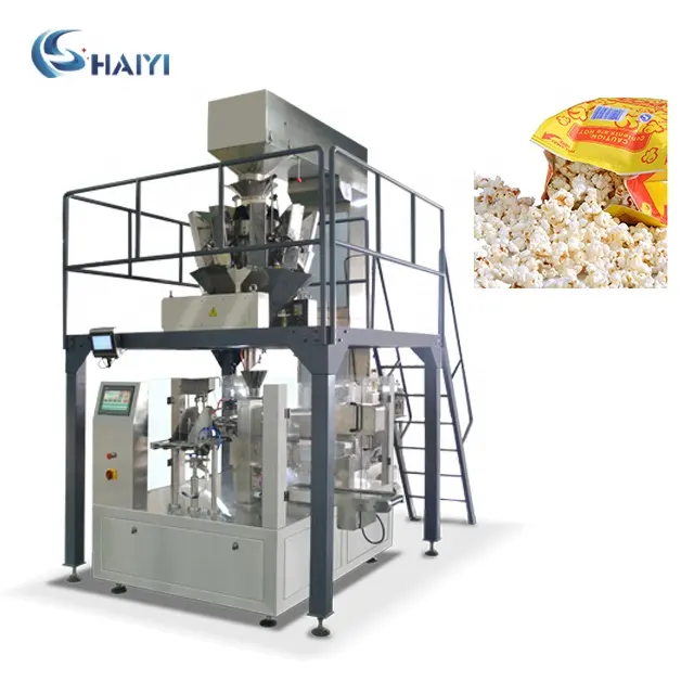 Sacchetto di carta per popcorn a microonde con riempimento di azoto rotante di alta qualità che pesa macchina imballatrice sigillante pieghevole