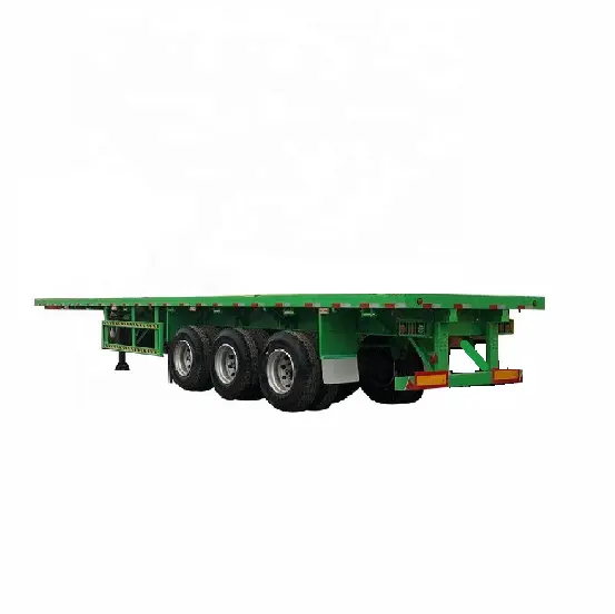 Baixo Preço Exportação Para África 3 Eixos Flatbed 20ft 40ft Container Trailer Suspensão Mecânica Flat Bed Semi Trailer Para Venda