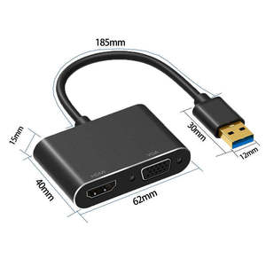 Adaptador USB 1080 a HDMI VGA 2 en 1, Hub con HDMI y VGA para monitores de PC, HDMI y Proyecto, 3,0 P, venta al por mayor