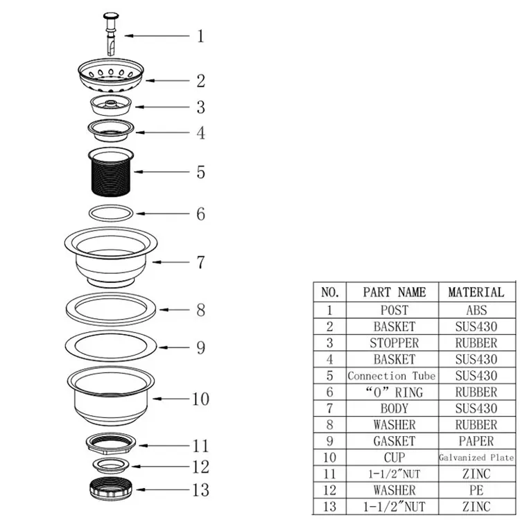 Olde WRAS CUPC Certificado Duo Aço Inoxidável Kitchen Sink Strainer Stopper Waste Plug Cesta Escorredor