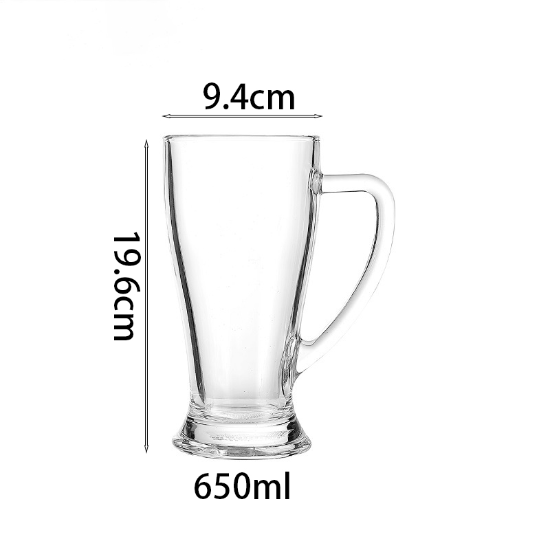 650ml Hourglass-shaped Glass Beer Mug with Handle