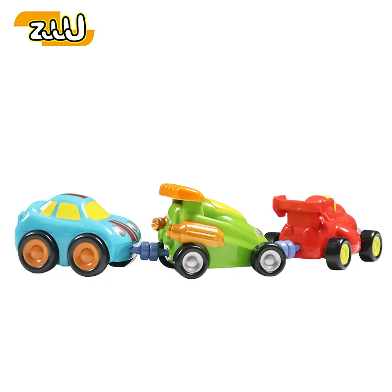 Zhansheng Hot Sale Plastic Absorbable Moveable Small Cartoon Magnet Mini Racing Toys Car Set For Kid Baby Gift