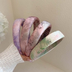 女童头饰扎染面料发带优雅女性柔软海绵发带头带女性发饰