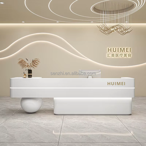 Bàn tiếp tân đơn giản với trụ tròn, ghế đá cẩm thạch, đèn nhiều màu sắc, quầy salon, bàn tiếp tân trang sức với thiết kế mới lạ - Product Image 4