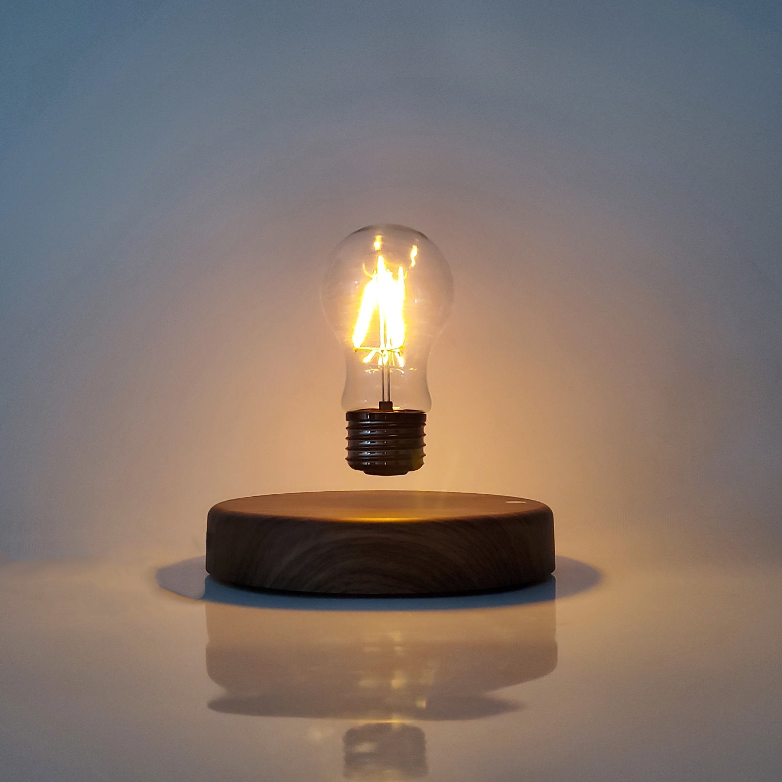 wood base levitating bulb