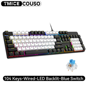 Teclado mecánico con cable de tamaño completo OEM, 104 teclas, teclado ergonómico para ordenador de oficina, teclado para juegos con interruptor rojo retroiluminado LED RGB - Product Image 2
