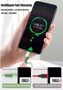 趋势电缆Usb可重复使用3A快速充电柔性液体硅橡胶微型Usb c型电话充电器线，带发光二极管灯 - Product Image 6
