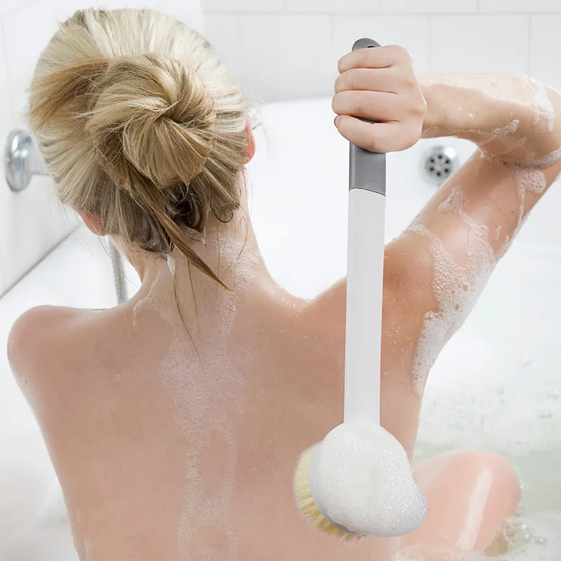 Long Plastic Handle Bath Shower Brush Custom Logo Soft Body Clean Brush for Exfoliating