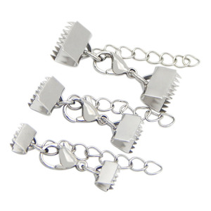 Stainless Steel DIY Findings Foldover Cord End Taps <strong>String</strong> Leather Clip Connectors DIY Ribbon Crimp Beads Cove <strong>Clasps</strong> Findings - Product Image 5