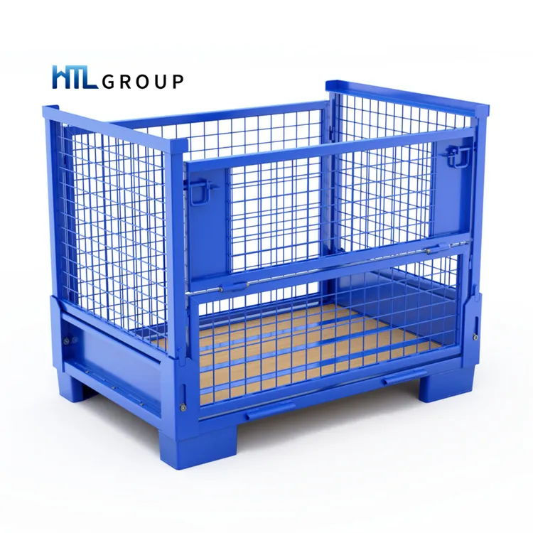 Heavy duty logistic warehouse storage collapsible metal stillage crate pallet boxes
