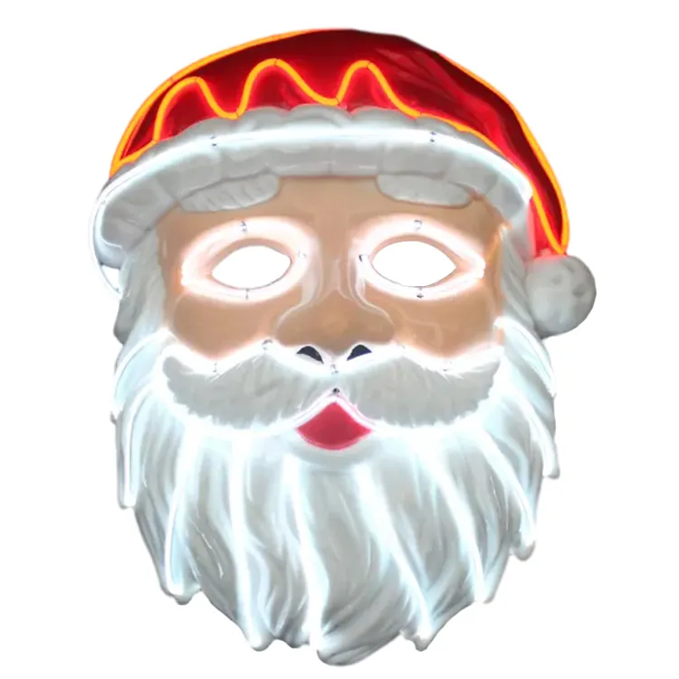 Mejores regalos de navidad del Partido de la mascarada de suministros de Navidad Led máscaras EL alambre de Santa Claus máscara