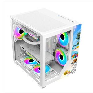 Lovingcool venta al por mayor fundas de ordenador para juegos COMPUT CASE PC de escritorio personalizado PC vidrio ATX aluminio blanco PC case con ventilador RGB - Product Image 1