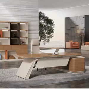 <strong>Computer</strong> Working Table boss Home Office Table Executive Ceo Desk Office Desk L-Shaped Melamine Wood Style MFC for Boss - Product Image 1