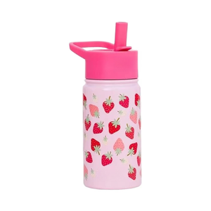 Wildkin trẻ em 14oz nước bằng thép không gỉ chai bpa-miễn phí rò rỉ cách nhiệt dễ dàng làm sạch dâu tây vá trẻ em trở lại trường học - Product Image 1