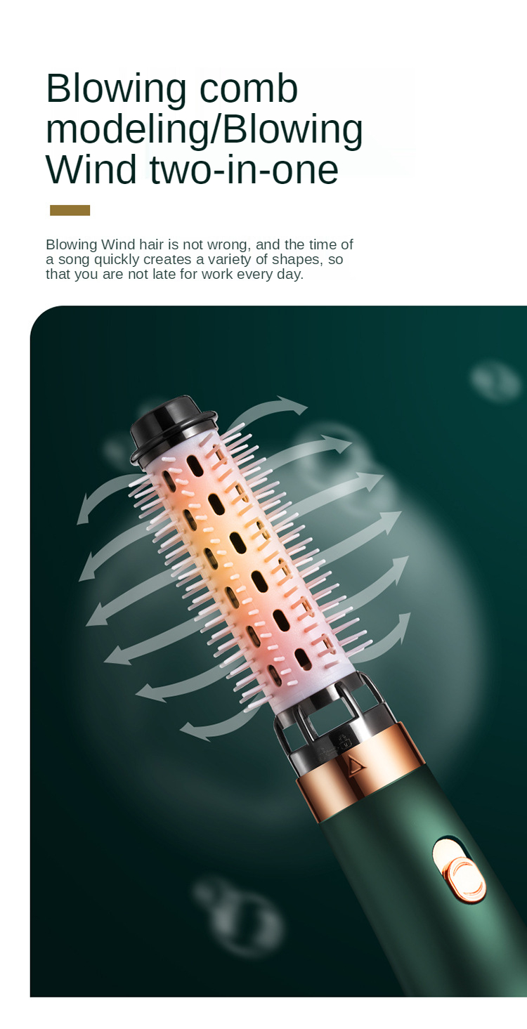 Amazon hair dryer Portable comb straight curl dual-purpose styling hot air comb multifunctional household straight hair curling