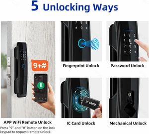 Agshome Tuya WiFi สมาร์ทล็อคสําหรับประตู; ลายนิ้วมือสมาร์ทล็อค; รหัสคีย์การ์ดแอพและลายนิ้วมือสมาร์ทล็อคสําหรับอพาร์ทเมนท์ - Product Image 6