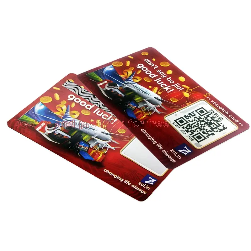 المصنع مباشرة بيع كامل ورق طباعة ملون رمز خدش بطاقات بريدية الشحن عبر الإنترنت البطاقة الرابحة/تذكرة اليانصيب