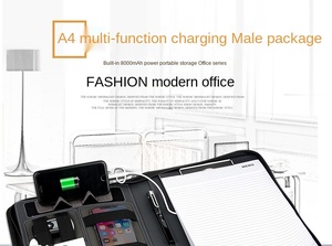 A4 Power Bank Manager Clip Mobile Power Notebook Charging Folder Board <strong>Contract</strong> <strong>Book</strong> Zipper Bag Customization - Product Image 5