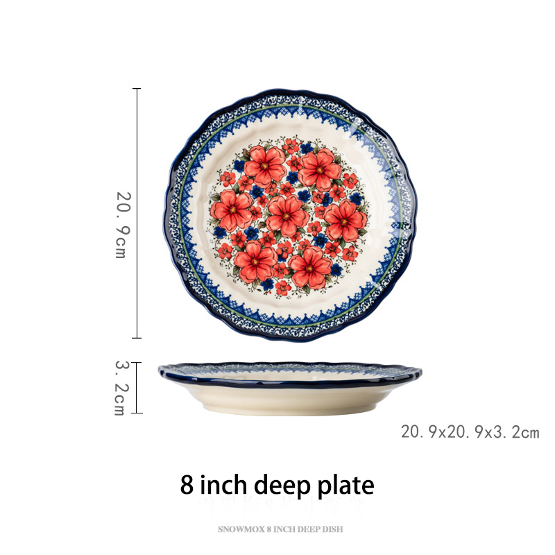 Red 8 inch deep plate