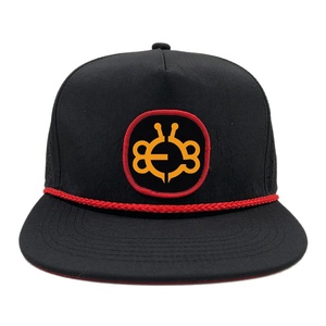 OEM Polyester Fast Dry Gorras Custom Embroidery logo <strong>Patch</strong> 5 <strong>Panel</strong> Snapback Cap Laser Cutting Hole Perforated Hats With Rope - Product Image 1