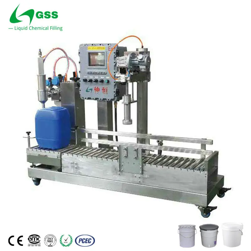 GSS-máquina de llenado de líquido químico, 10-30L, esencia automática, aceite de engranaje de ácido fosforico, resina epoxi