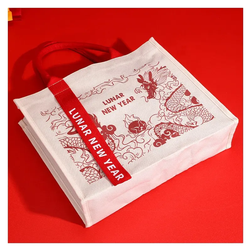 New Year of the Dragon Book Tote bag canvasbag Bolsas de compras de calidad premium para una experiencia de compra lujosa