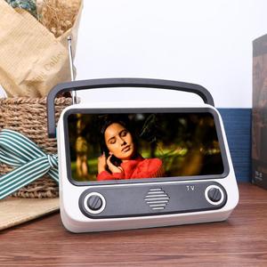 レトロミニスピーカー携帯電話映画TVホルダーミュージックプレーヤーUディスクTFカード用ポータブルワイヤレスサウンドボックス