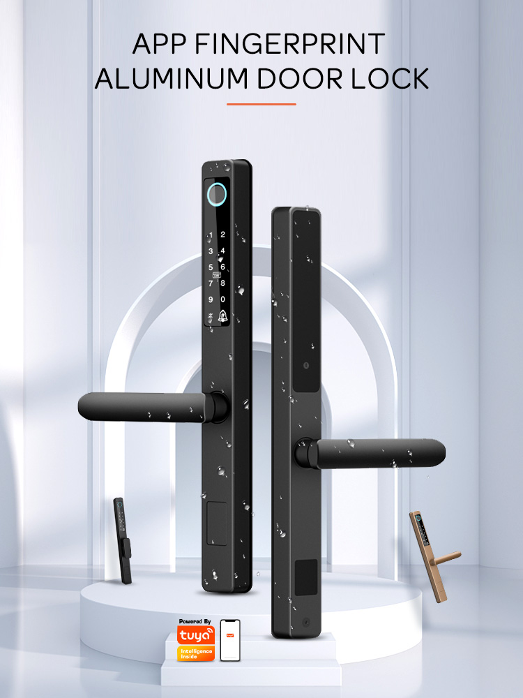 WIFI Tuya APP Waterproof Outdoor Digital Biometric Smart Fingerprint Aluminum Sliding Door Lock