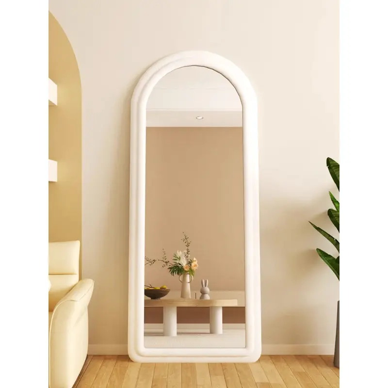 Arched Comprimento Total Alta Definição Tecido Macio Quadro Floor Mirror Grande arco corpo inteiro Vestir Espelho decoração parede espelho