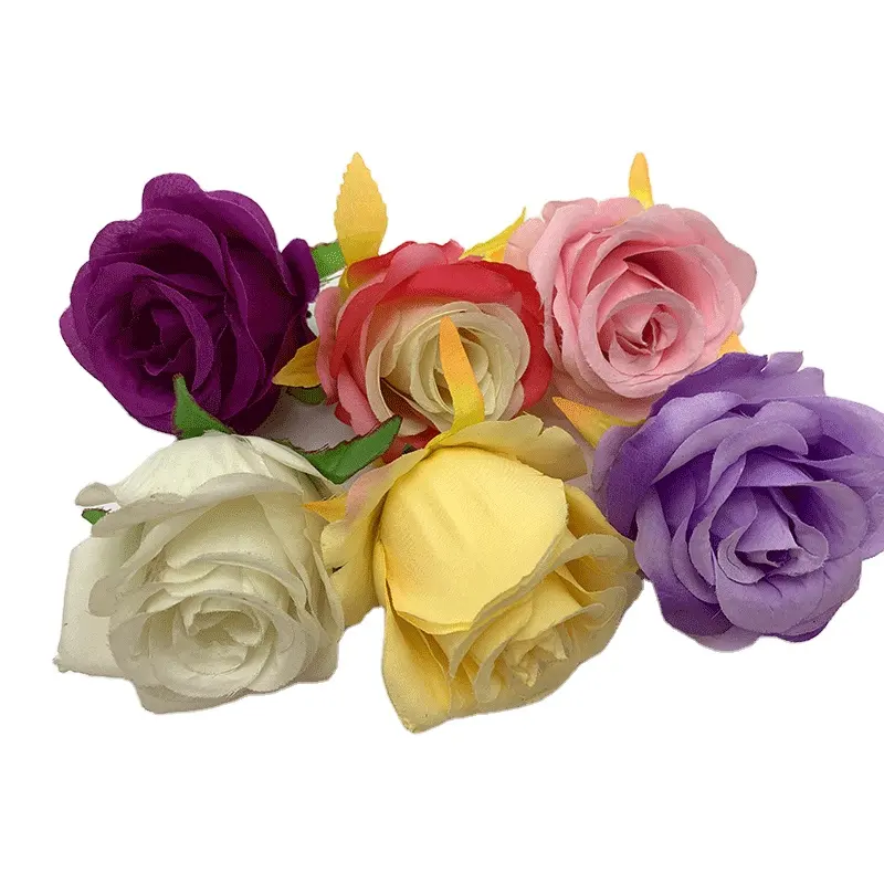 Custom Colorful Silk Artificial Flower Heads Wholesale Artificial Flower Rose Flower For Wedding Decoration
