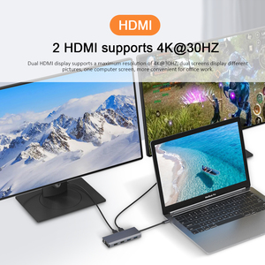 适用于戴尔/惠普/联想/表面笔记本电脑的USB C扩展坞双显示器12合1三显示器USB C集线器多适配器 - Product Image 5