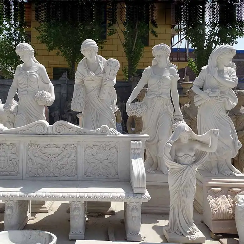 Escultura personalizada de fabricação de fábrica estátuas de mármore natural estátua da deusa das quatro estações em estoque