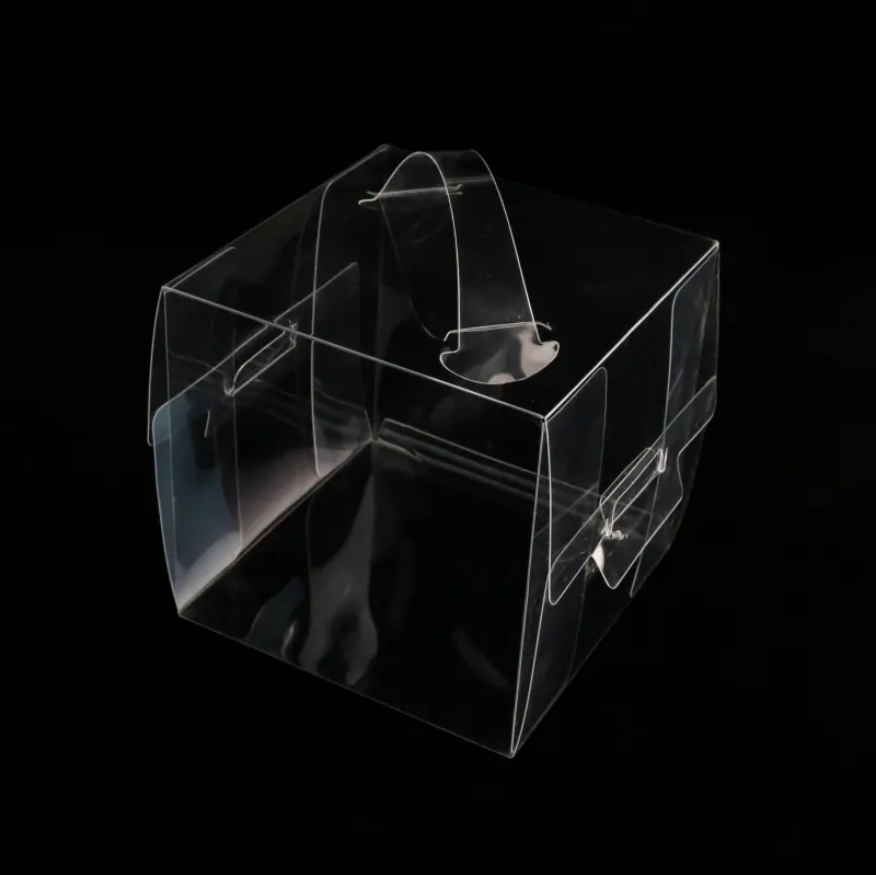 Tamanhos personalizados de plástico pequeno transparente apple bolo caixa de presente com alça