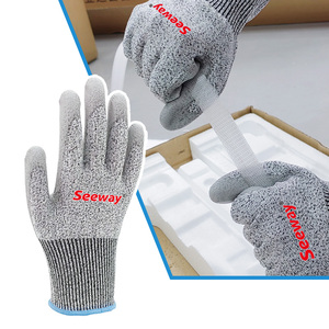 Seeway EN388 <strong>4542</strong> PU Coated Safety Work <strong>Gloves</strong> 3/5 Level A3 HPPE Cut Resistant 13g Protective and Anti-Cut Light Free Sample - Product Image 4