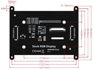 5.0 "800X480 IPS RGBLCDディスプレイWildfire/STM32/ESP32用5インチRGBスクリーンモジュール、タッチなし - Product Image 3