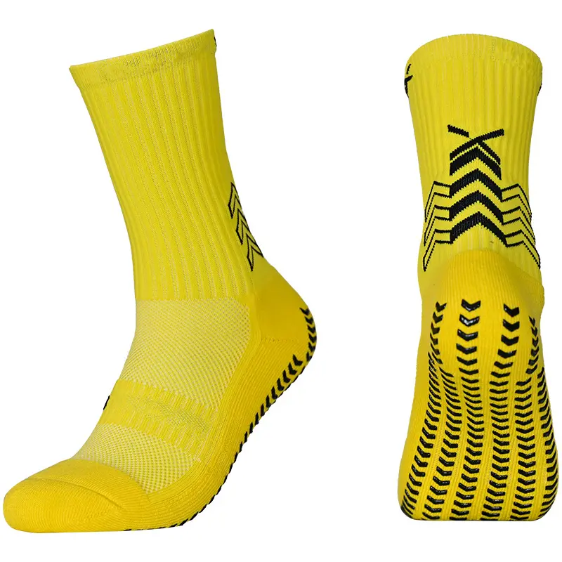 Chaussettes d'équipage pour hommes de sport de football de haute qualité chaussettes de football d'entraînement professionnel en silicone rondes antidérapantes