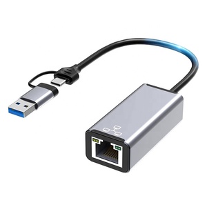 Xput铝2合1 usb-a C型适配器USB 3.0 C型至有线10/100/1000Mbps千兆RJ45以太网局域网网卡适配器 - Product Image 1