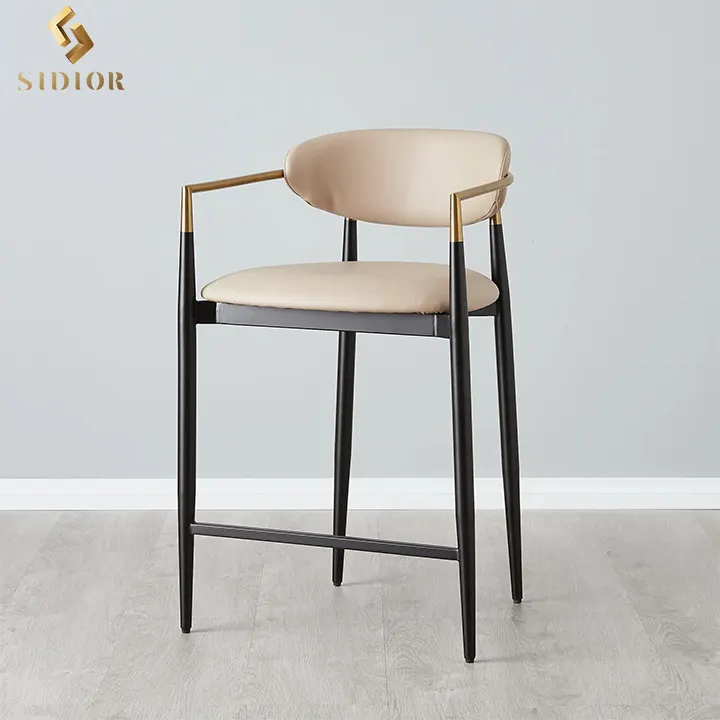 Mobiliário de luxo moderno couro bar fezes bar cadeira alta cadeira balcão altura cadeira para cozinha café bar mesa