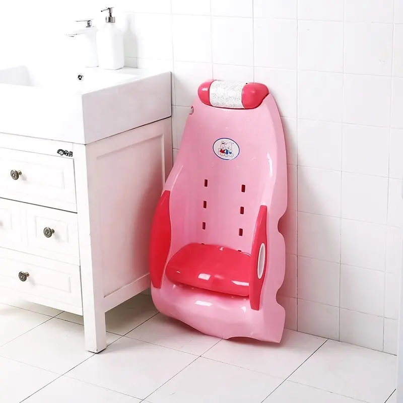 Silla plegable de plástico para bebés, asiento musical para el baño de niños, tamaño grande