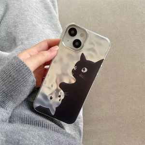 IMDミラーかわいいアクリル携帯電話ケースiPhone用15 14 13 12 11プロマックス猫漫画印刷は耐衝撃性バックカバーを傾けます - Product Image 2
