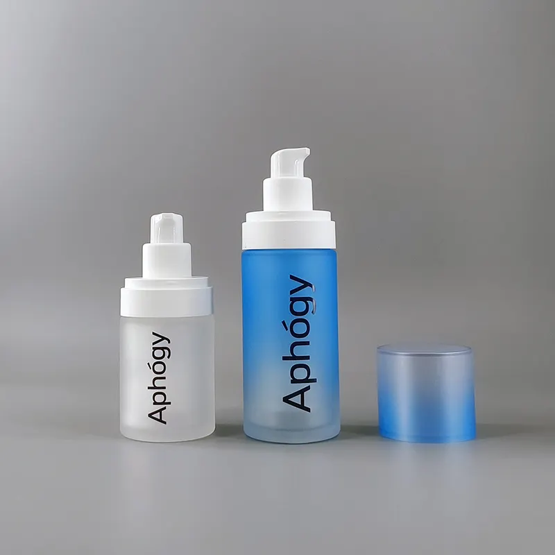 Garrafa de vidro vazia Airless 15ml 30ml 50ml com tubo interno substituível para embalagens cosméticas