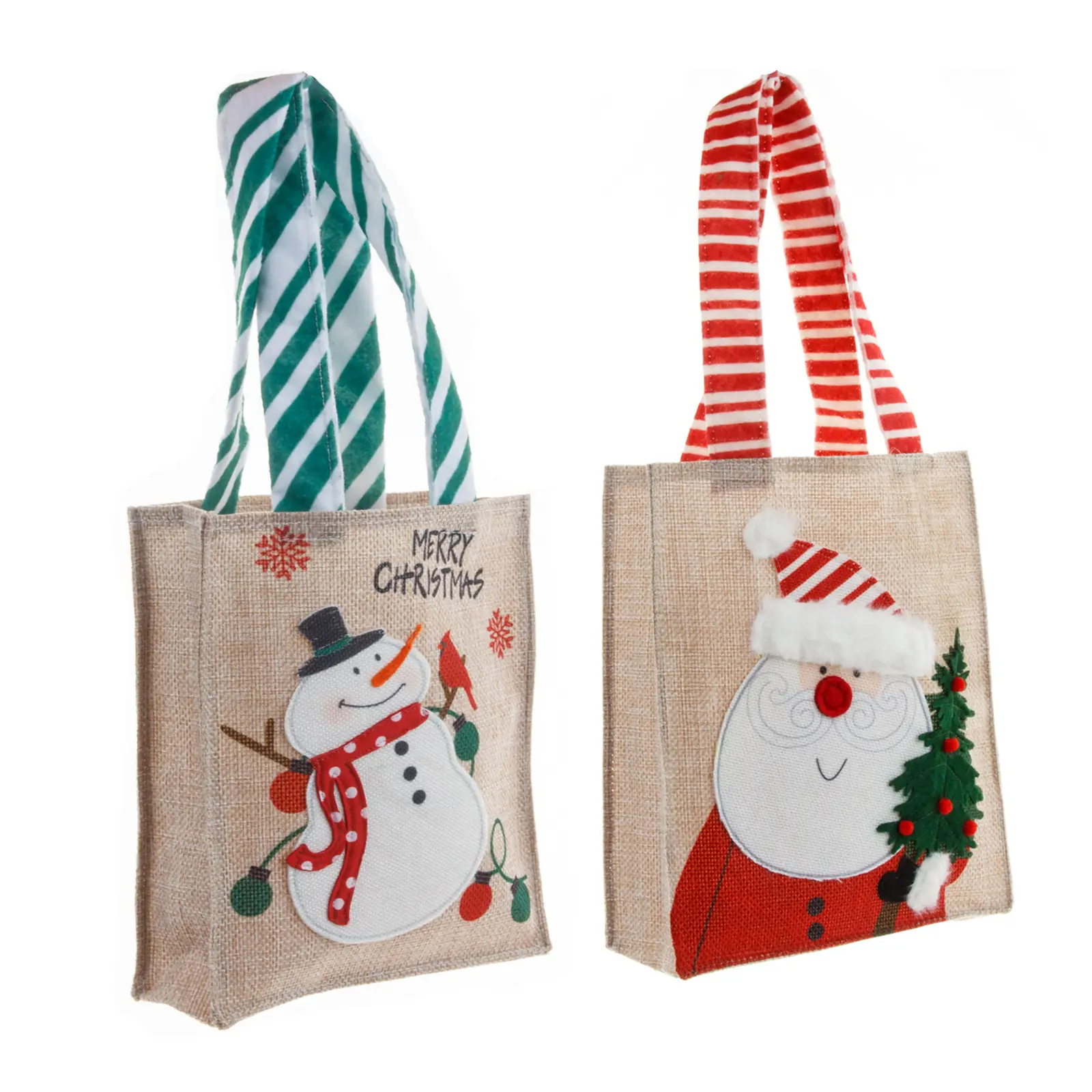 새로운 크리스마스 창조적 인 휴대용 선물 가방 린넨 만화 노인 눈사람 선물 사탕 가방 애플 크리스마스 가방