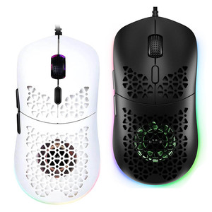 SAMA Fabricantes Venda Quente Wired Lightweight Honeycomb Desktop PC Gaming Mouse RGB Backlight Gamer Ratos Com Ventilador Embutido