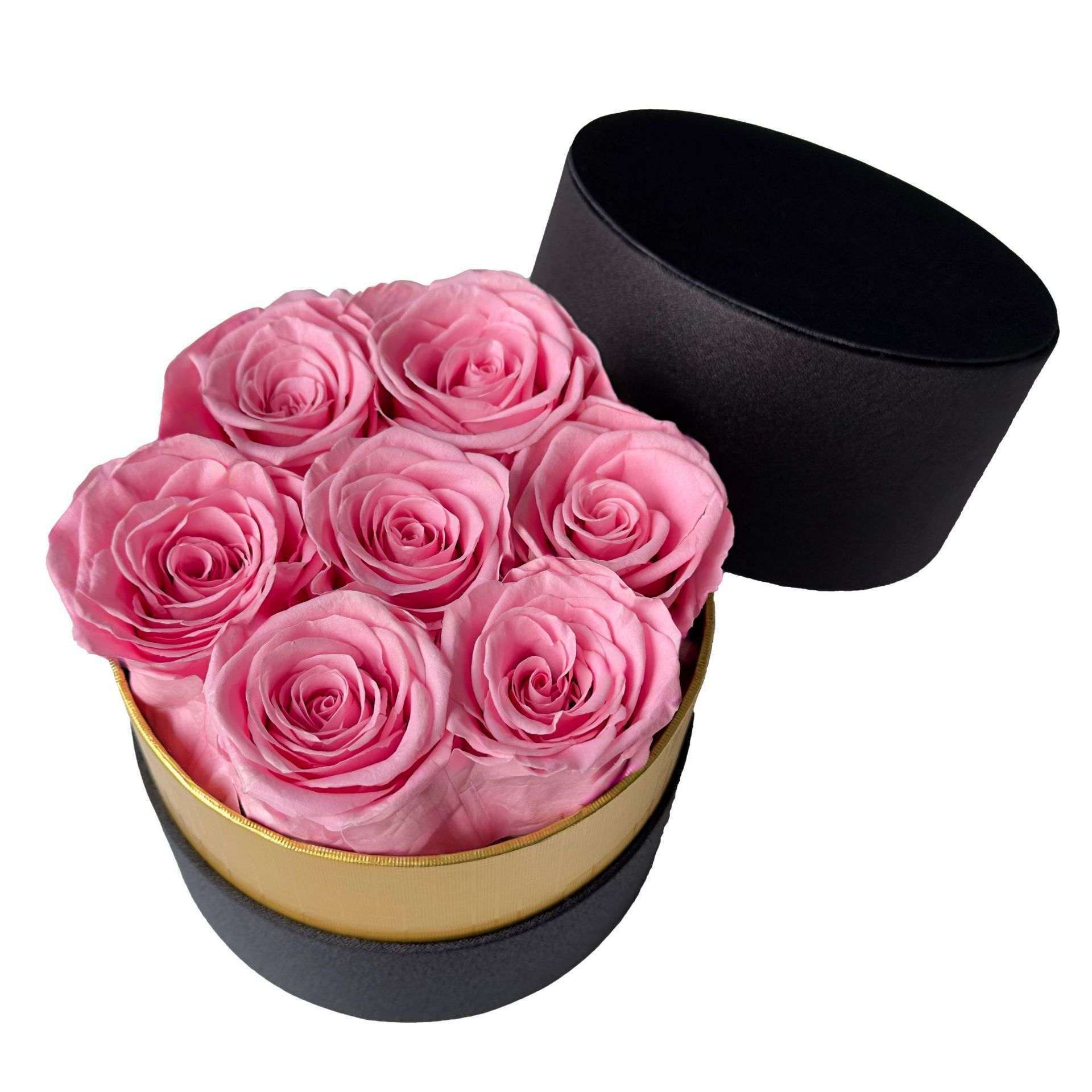 Pink rose 7 + Golden silk gift box
